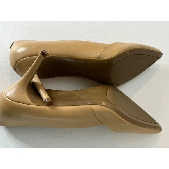 Calvin Klein Heels Womens 10 Shoes Pumps Faux Leather High Work Tan Nude Brown - Picture 10 of 15